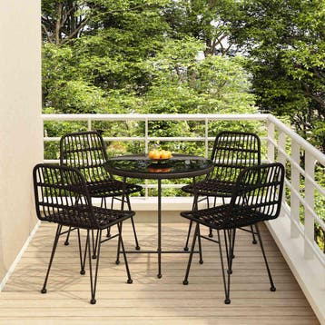 vidaXL 5-delige Tuinset poly rattan zwart, Tuin en Terras, Tuinsets en Loungesets, Verzenden, Nieuw, 5 zitplaatsen, Tuinset