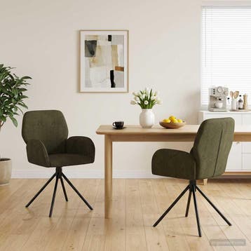 vidaXL Draai Eetstoelen 2 st Nep Suede Leer Legergroen 54 x, Huis en Inrichting, Stoelen, Verzenden, Nieuw