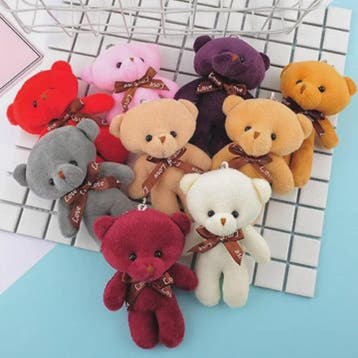 Set van 10 Mini Strikje Teddybeer Pluche Hangers - Kleurrijk, Verzenden, Nieuw