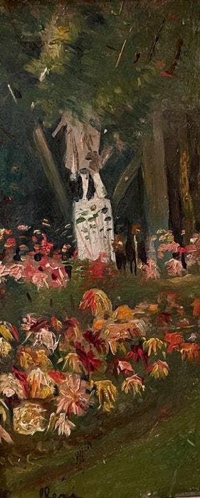 Vittorio Cavalleri (1860-1938) - Una piazza fiorita di