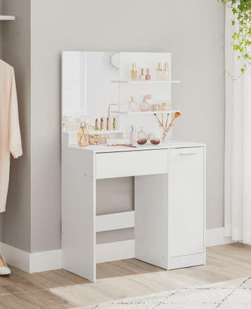 VASAGLE Kaptafel met Spiegel, Opbergvak en 2 Planken - Stijl, Verzenden, Nieuw