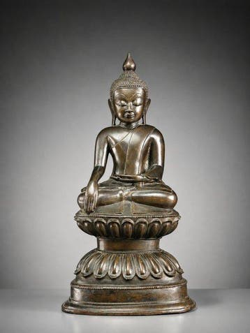 46 cm! Bouddha - 17th/18th century - Beeld - Myanmar/Birma, Antiek en Kunst