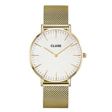 Cluse Boho Chic Mesh White, Gold Colour (Horloges, Mode), Verzenden, Nieuw
