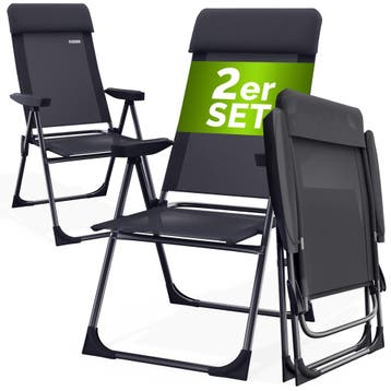 Tuinstoel met Hoge Rugleuning 2 Stuks Antraciet Aluminium, Verzenden, Nieuw