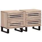 vidaXL Nachtkastjes 2 st 40x34x46 cm massief gebleekt, Verzenden, Nieuw, Hout
