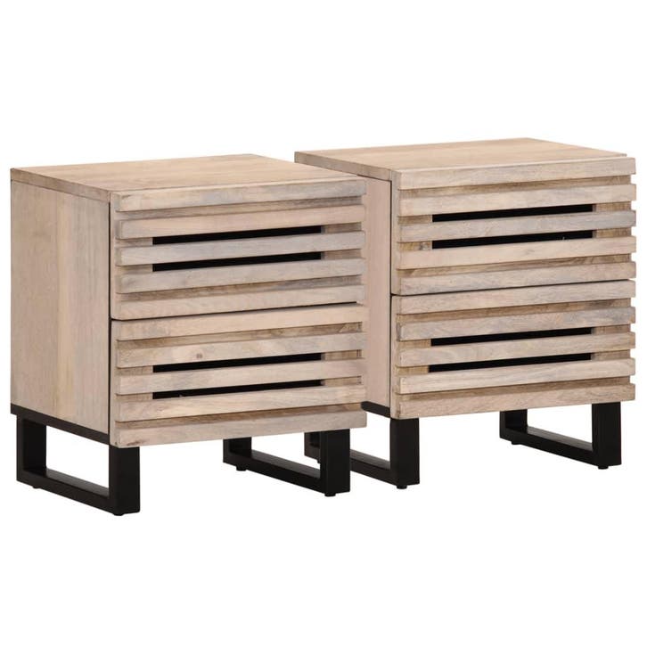 vidaXL Nachtkastjes 2 st 40x34x46 cm massief gebleekt, Huis en Inrichting, Slaapkamer | Nachtkastjes, Nieuw, Hout, Verzenden