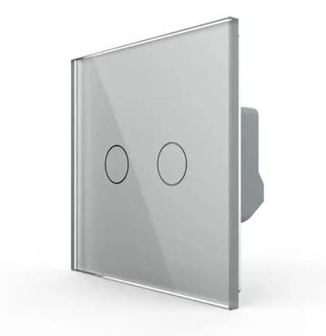 Livolo Touchscreen Schakelaar | Grijs | 2-voudig | Aan/Uit, Ophalen of Verzenden, Nieuw, Schakelaar