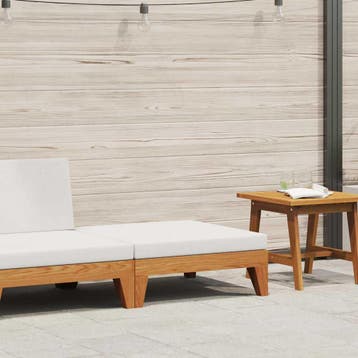 vidaXL Voetensteun sectioneel met crèmewit kussen acaciahout, Tuin en Terras, Verzenden, Nieuw, Hardhout