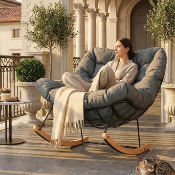 Schommelstoel - Fauteuil met armleuning - Relaxfauteuil - Re, Huis en Inrichting, Verzenden, Zo goed als nieuw