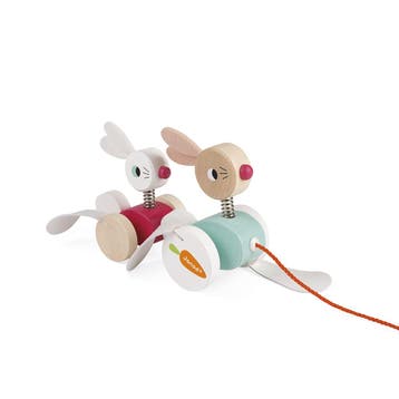 Janod houten trekfiguur - konijnen  van €19,99 voor €9,99, Ophalen of Verzenden, Nieuw