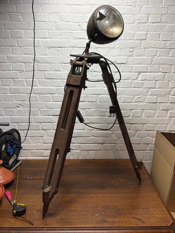 Staande lamp - Hout, Metaal, Glas