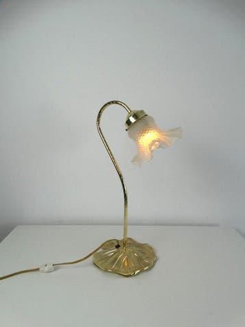 Lamp - Frosted glas - Messing tafellamp