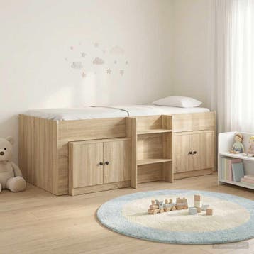 vidaXL Loft Bed Frame met Kast 3 st Sonoma Eiken Bewerkt, Verzenden, Nieuw, Bruin, Hout