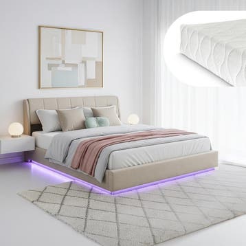 Tweepersoonsbed Tröstiar met matras en LED 180x200 cm beige, Verzenden, Nieuw