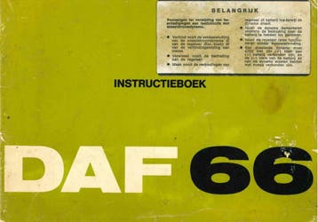 1972 DAF 66 HANDLEIDING INSTRUCTIEBOEKJE HANDBOEK NEDERLANDS, Verzenden
