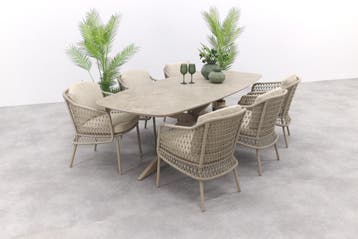 4SO Puccini/Prado Deens ovale 6-persoons tuinset 240x105 cm., Verzenden, Nieuw, Rvs, Tuinset