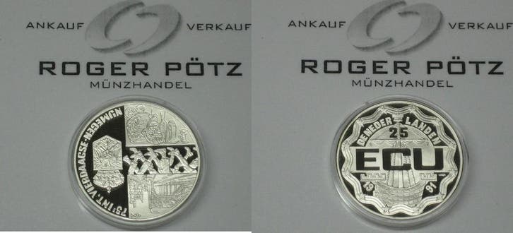25 Ecu 1991 Nederland Stadt Nijmegen zilver Pp selten zilver, Postzegels en Munten, Munten | Europa | Niet-Euromunten, Verzenden