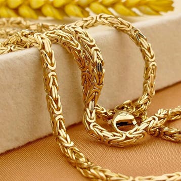 Gouden vierkante koningsschakel ketting, Sieraden, Tassen en Uiterlijk, Ophalen of Verzenden, Gebruikt, Goud, Goud