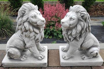 Beeldje, Leoni - 34 cm - Paar Leeuwen - 34 cm - gemodelleerd