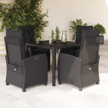 vidaXL 5-delige Tuinset met kussens poly rattan zwart, Verzenden, Nieuw, 4 zitplaatsen, Tuinset