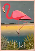 Monsieur Z - Affiche de Tourisme Hyères - Flamant Rose