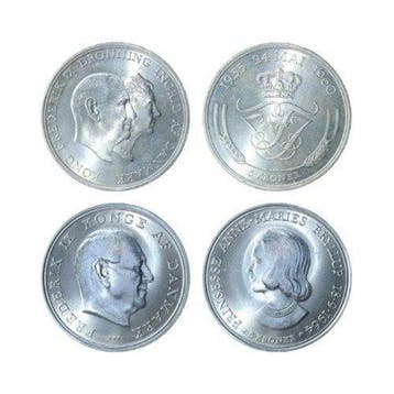 Denemarken. Frederik IX. 5 Kroner 1960 Silver Wedding