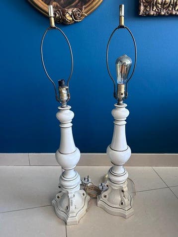 Pair of Vintage Mid-Century Ceramic Table Lamps with Leviton