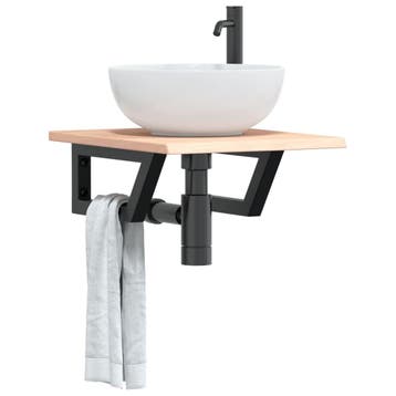 vidaXL Badkamer wandschap staal en massief eikenhout, Verzenden, Nieuw