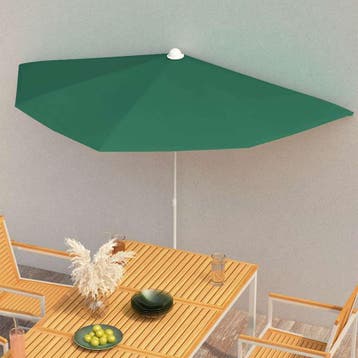 vidaXL Parasol half met paal 180x90 cm groen, Verzenden, Nieuw, 1 tot 2 meter