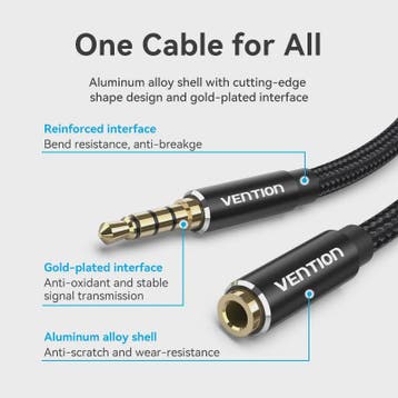 Vention 3.5mm Audio Verlengsnoer - Stereo AUX Kabel voor Kop, Verzenden, Nieuw
