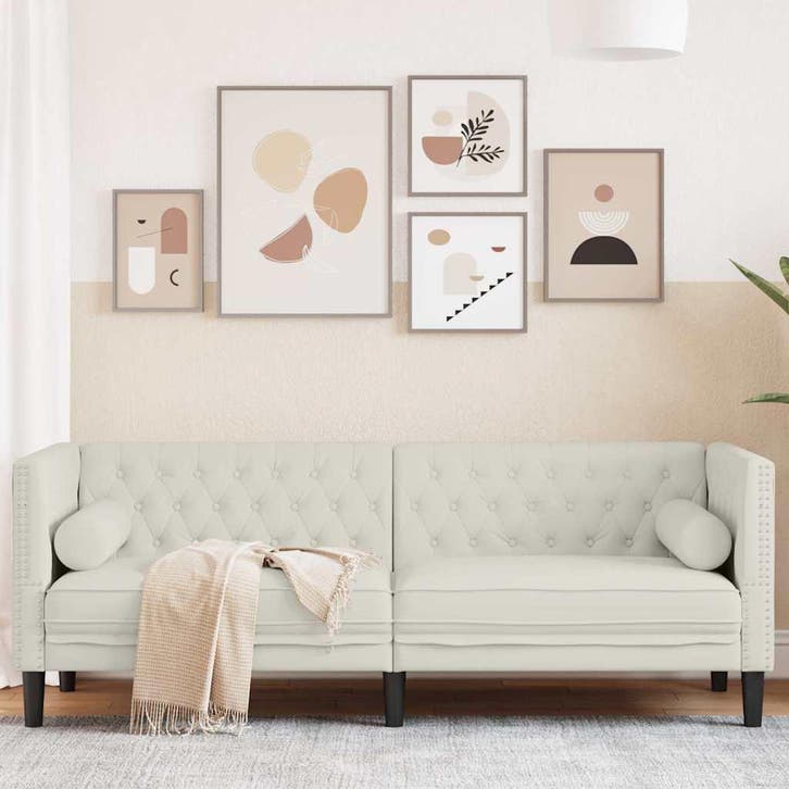 vidaXL Driezitsbank Chesterfield-stijl met bolsters fluweel, Huis en Inrichting, Banken | Bankstellen, Nieuw, Stof, Driepersoons