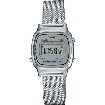Casio retro dameshorloge 24mm zilverkleurig — Zeer goed, Nieuw