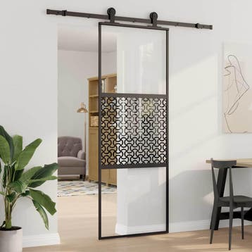 vidaXL Glazen deur 76 x 2 x 205 cm Aluminium Zwart, Doe-het-zelf en Verbouw, Verzenden, Nieuw