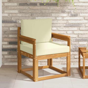 vidaXL Tuinbank Massief Acaciahout en Polyester Naturel, Tuin en Terras, Verzenden, Nieuw