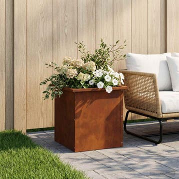 vidaXL Plantenbak met led Roestkleurig 40 x 40 x 40 cm, Tuin en Terras, Verzenden, Minder dan 60 cm, Nieuw, Metaal