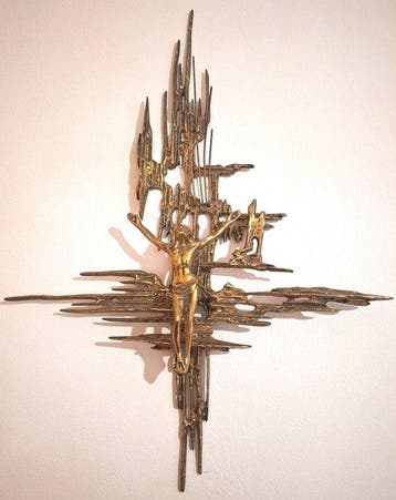 Kruis - Verguld brons - 1970-1980 - Geïnspireerd door Dalí -
