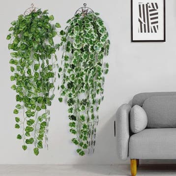 90cm Kunstplant Hangplant Klimop Pothos Begonia Druivenblad, Huis en Inrichting, Verzenden