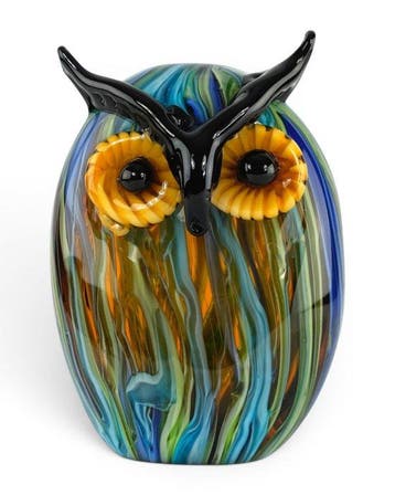sculptuur, Colourful Owl in Murano Style - 16 cm - Glas