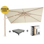 Challenger T2 premium parasol 260x350 cm teak champagne met, Tuin en Terras, Parasols, Ophalen of Verzenden, Nieuw
