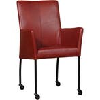 Leren eetkamerstoel Comfort met wieltjes en armleuning -, Huis en Inrichting, Stoelen, Nieuw, Leer, Ophalen of Verzenden, Modern