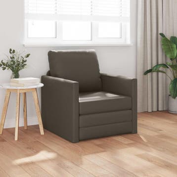 vidaXL Slaapbank 60cm Grijs Kunstleer, Verzenden, Nieuw, Leer, Minder dan 150 cm