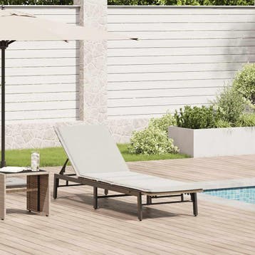 vidaXL Ligstoel met kussen beige polyrotan, Verzenden, Nieuw