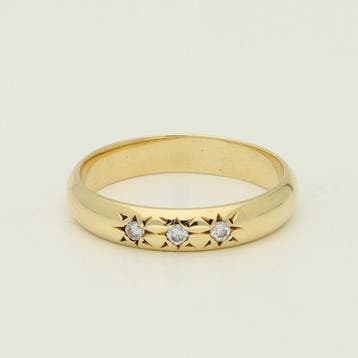 Ring - 14 karaat Geel goud - 0.09ct. tw. Diamant, Nieuw