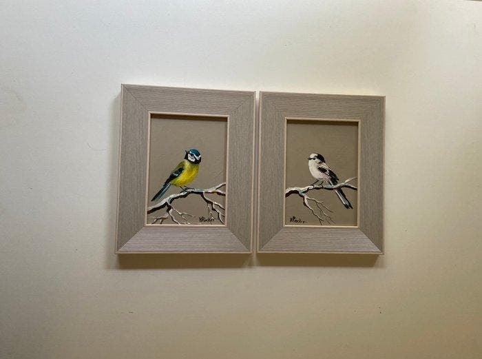 Henk Poeder - Twee vogels pendant, Antiek en Kunst, Kunst | Schilderijen | Modern