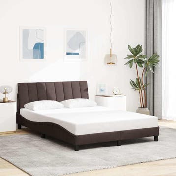 vidaXL Bedframe zonder matras Hanko stof donkerbruin, Bruin, Verzenden, 140 cm, 200 cm