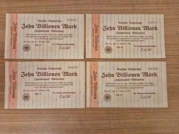 Duitsland. - 4 x Zehn Billionen Mark 1923 – Deutsche