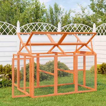 vidaXL Dierenren 141x94x104 cm massief grenenhout bruin, Dieren en Toebehoren, Knaagdieren en Konijnen | Hokken en Kooien, Verzenden