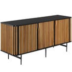 Dressoir Lineo, lamellenlook, 3 kastvakken - zwart/bruin, Verzenden, Nieuw
