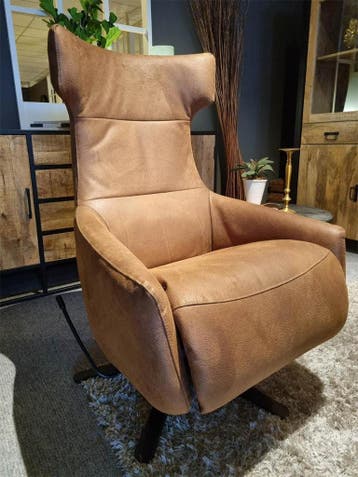 Relaxfauteuil Kampen microvezelstof brandy handbediening, Nieuw, 75 tot 100 cm, Ophalen of Verzenden, Modern, stijlvol, tijdloos