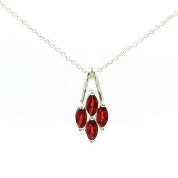 Zonder minimumprijs - Hanger Zilver - 1.20ct. tw. Granaat -